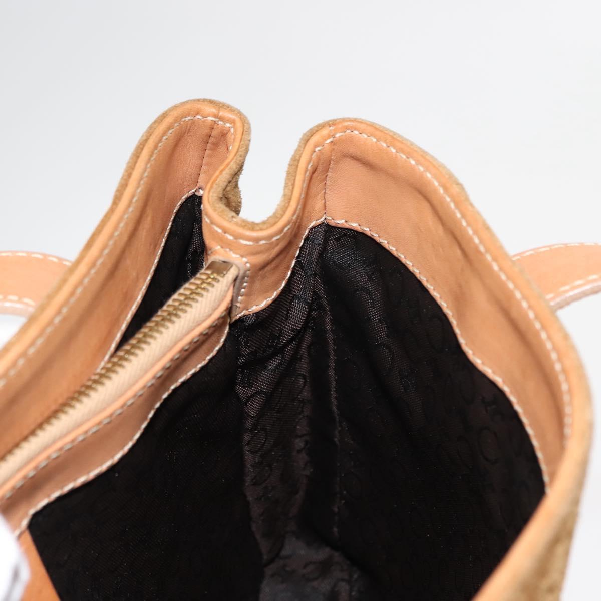 CELINE C Macadam Canvas Hand Bag Suede Brown Gold Auth 146684