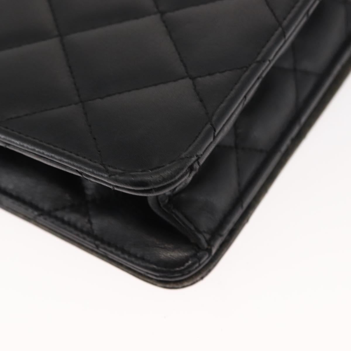 GIVENCHY Chain Shoulder Bag Leather Black Gold Auth 146686