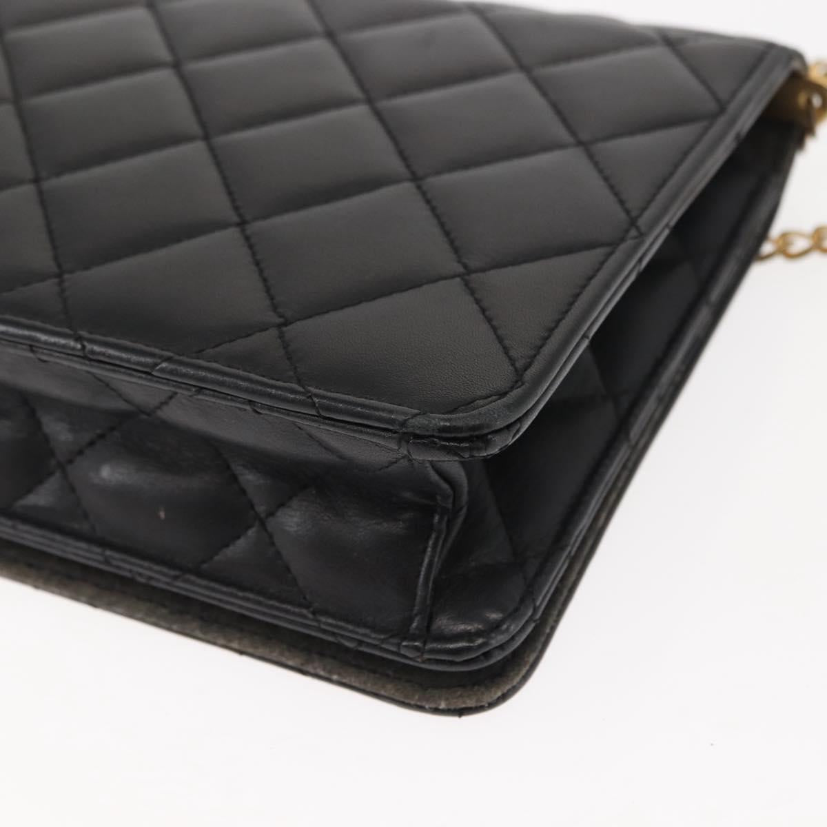 GIVENCHY Chain Shoulder Bag Leather Black Gold Auth 146686