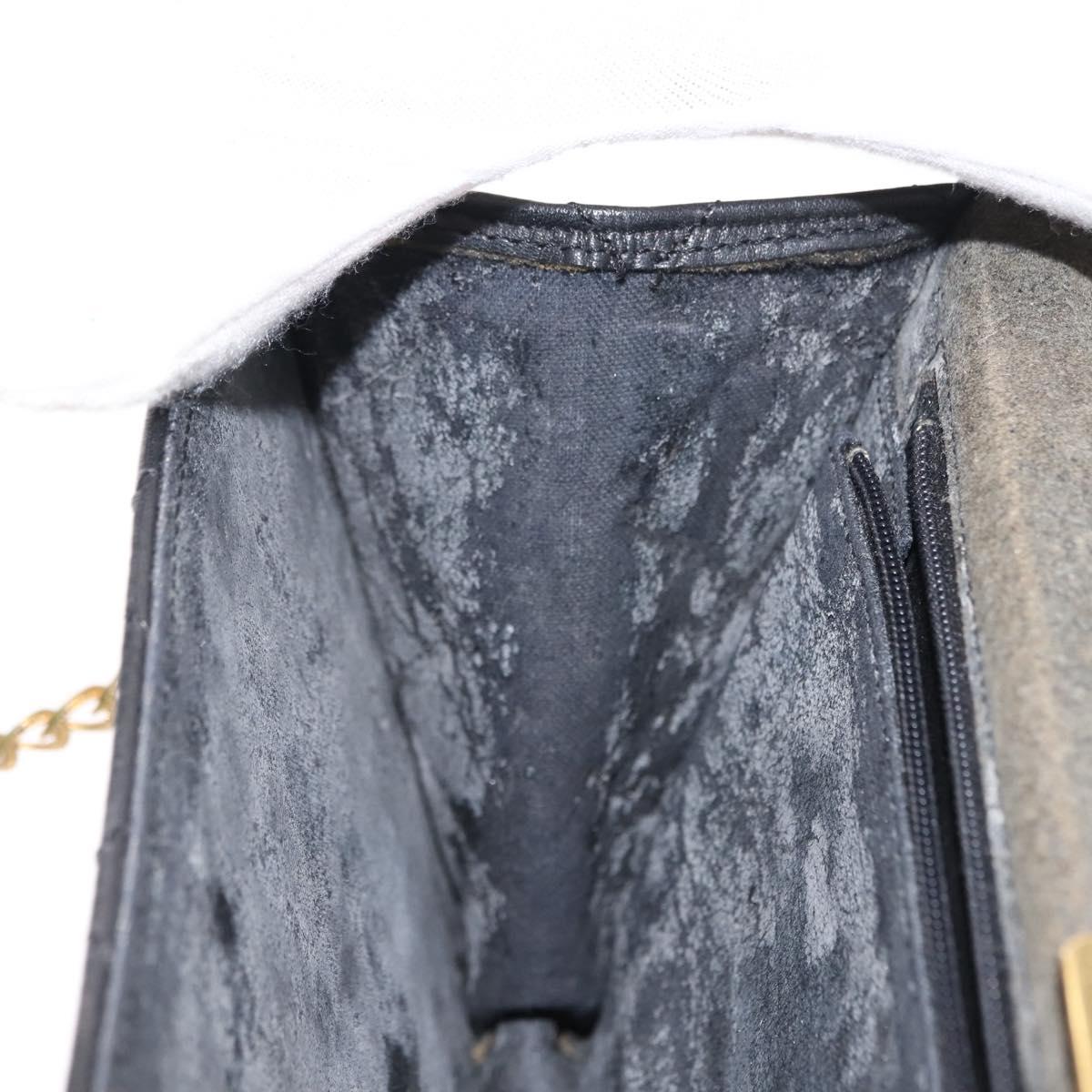 GIVENCHY Chain Shoulder Bag Leather Black Gold Auth 146686