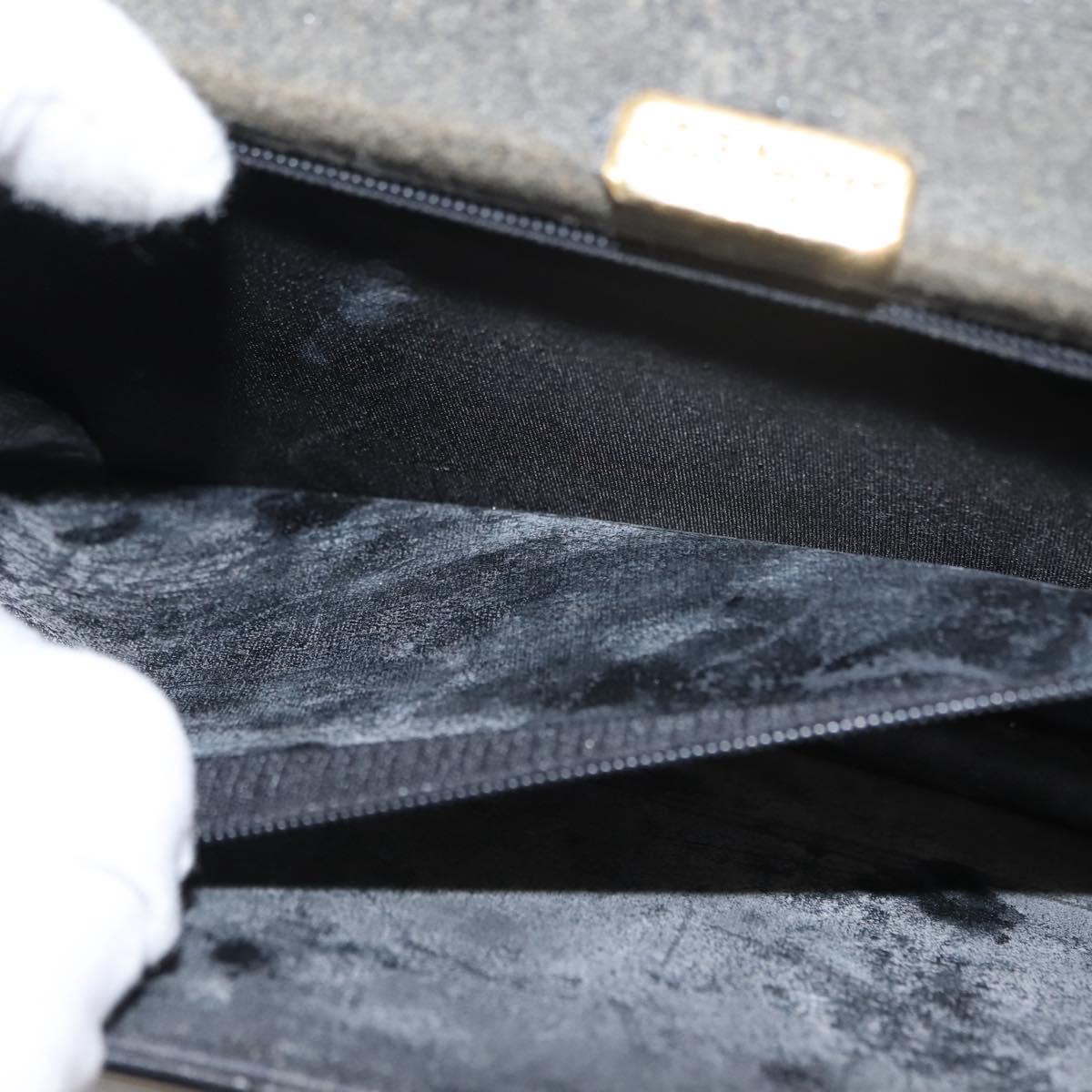 GIVENCHY Chain Shoulder Bag Leather Black Gold Auth 146686