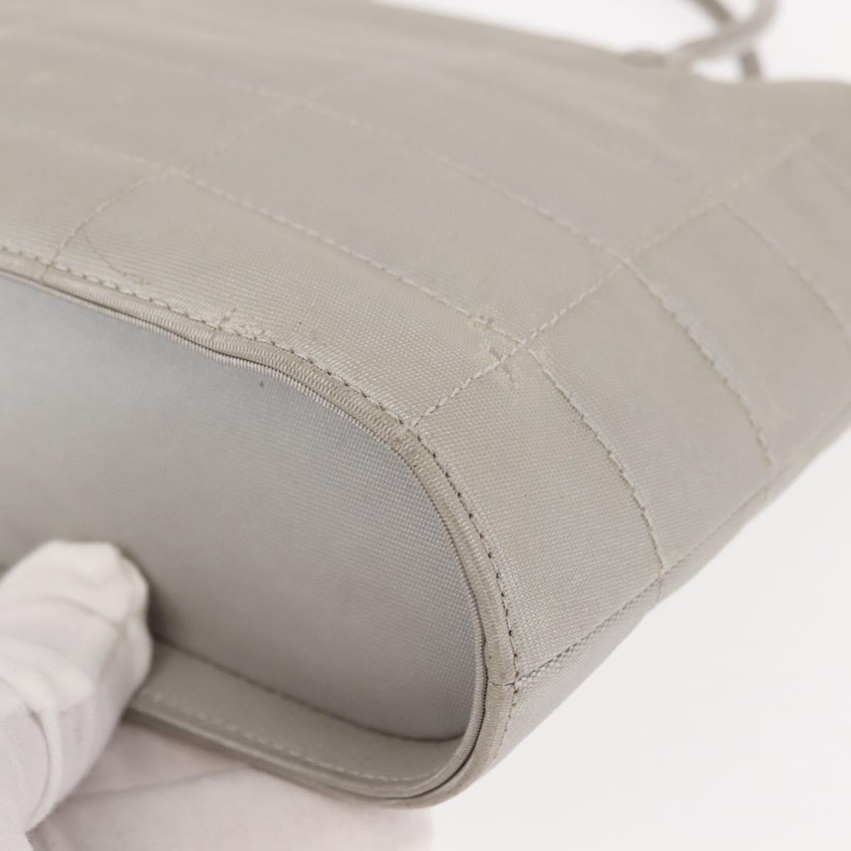 CHANEL Hand Bag Nylon Gray CC Auth 146688