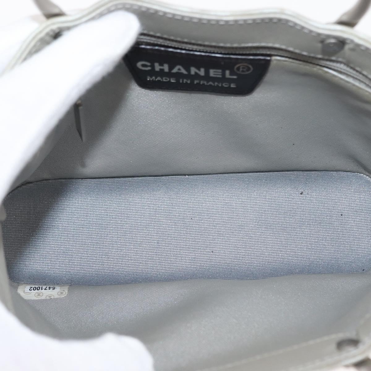 CHANEL Hand Bag Nylon Gray CC Auth 146688