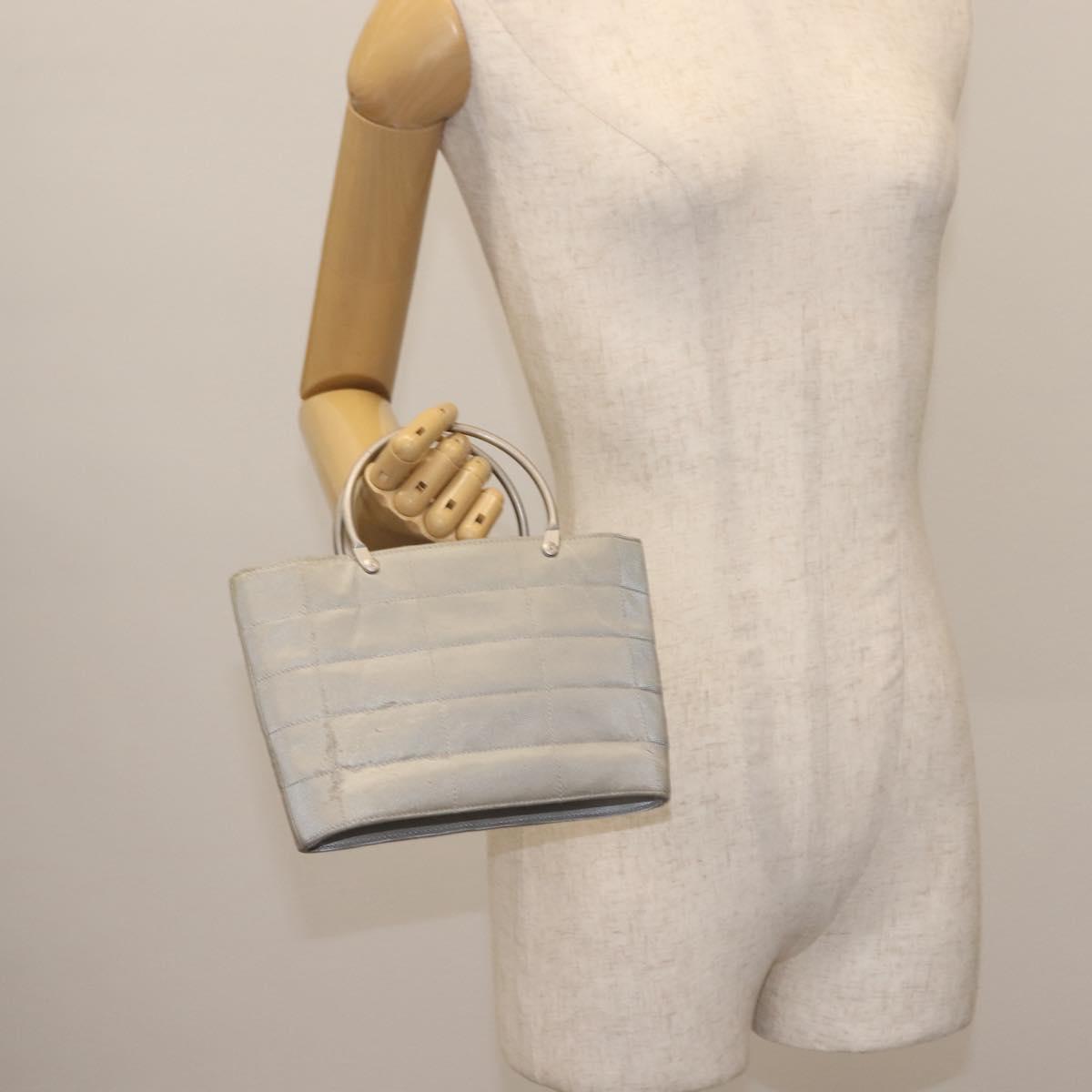 CHANEL Hand Bag Nylon Gray CC Auth 146688