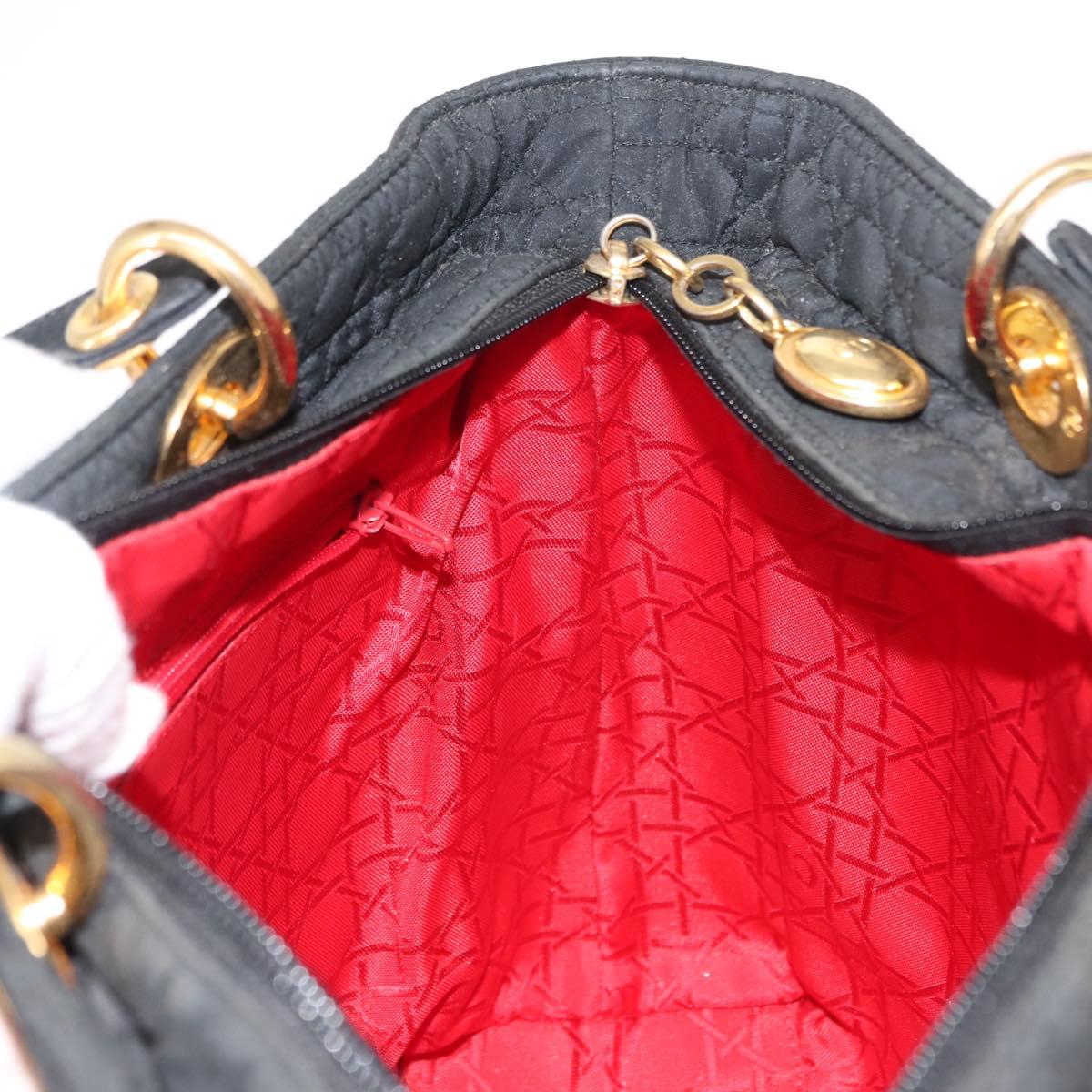 Christian Dior Canage Hand Bag Black Gold Auth 146695