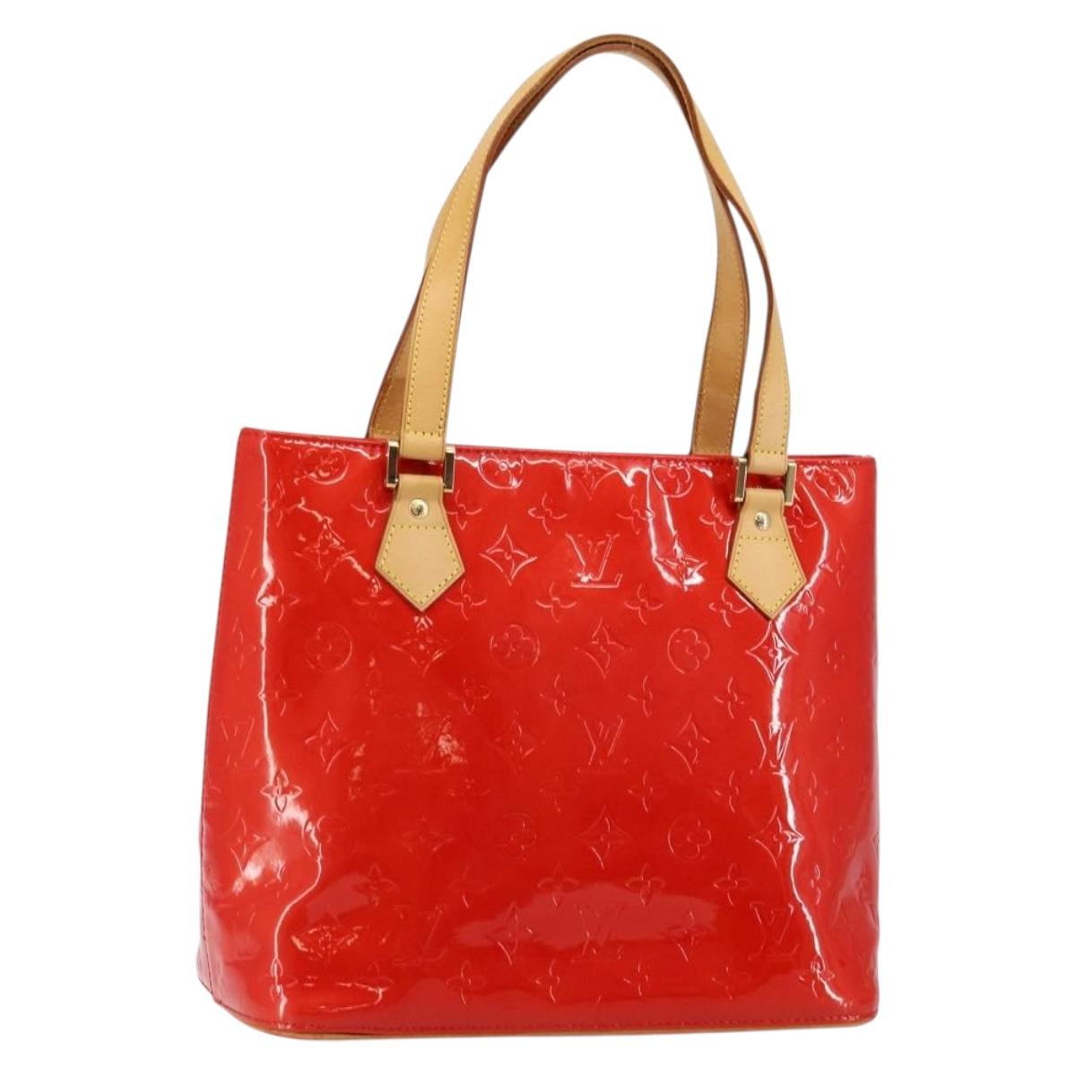 LOUIS VUITTON Monogram Vernis Houston Hand Bag Red M91092 LV Auth 146697
