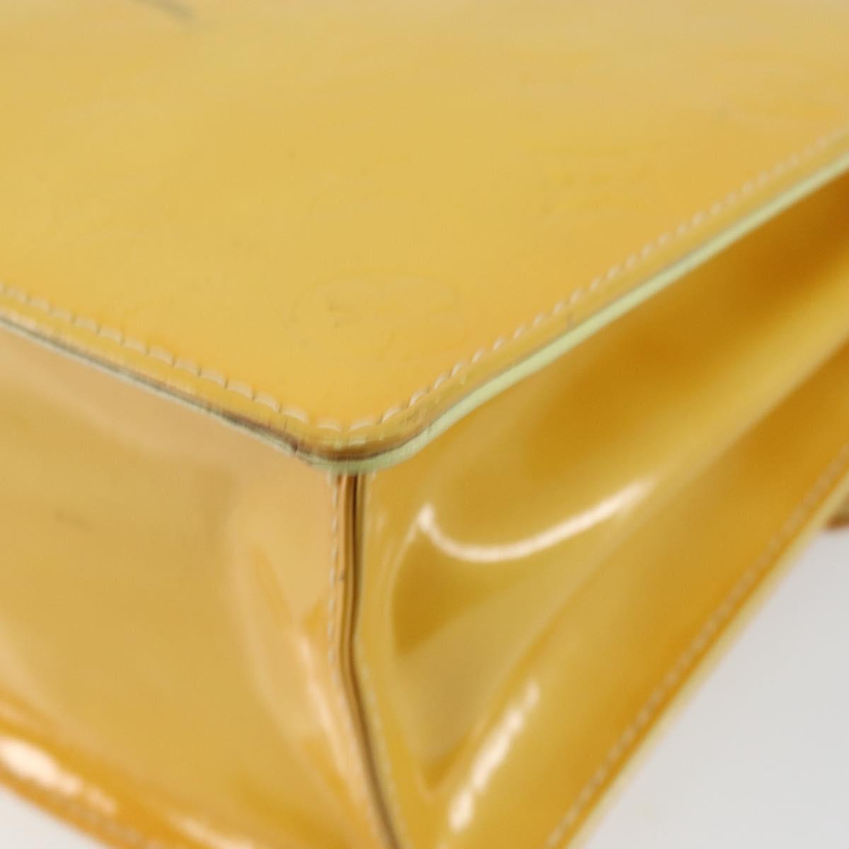 LOUIS VUITTON Monogram Vernis Spring Street Bag Lime Yellow M91068 Auth 146698