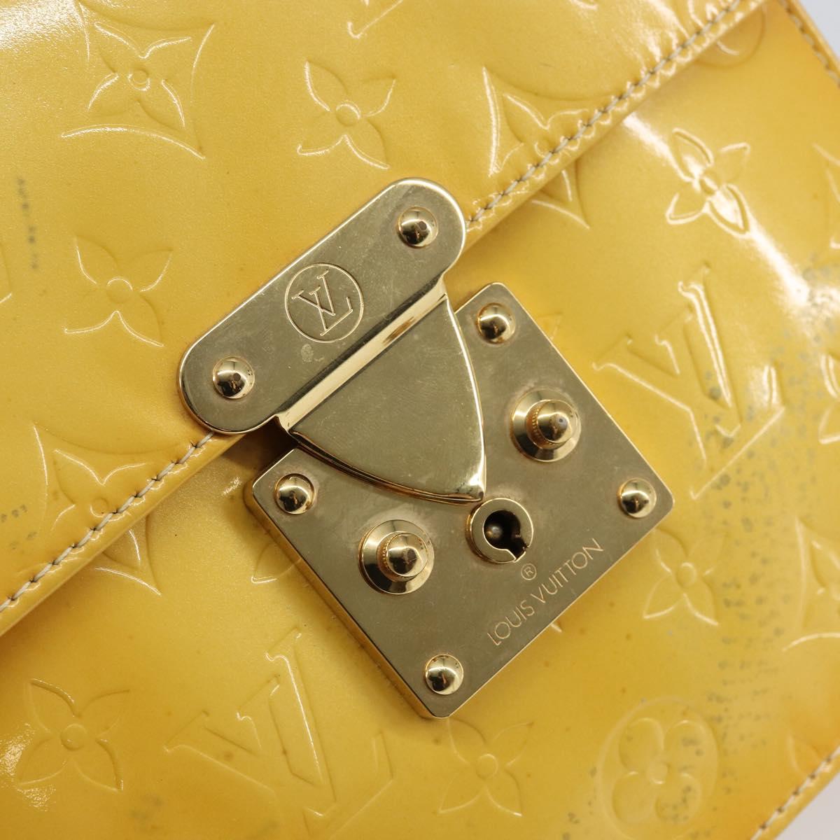 LOUIS VUITTON Monogram Vernis Spring Street Bag Lime Yellow M91068 Auth 146698