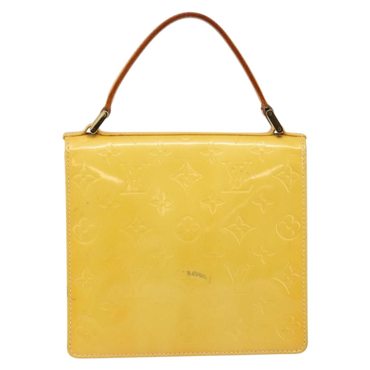 LOUIS VUITTON Monogram Vernis Spring Street Bag Lime Yellow M91068 Auth 146698