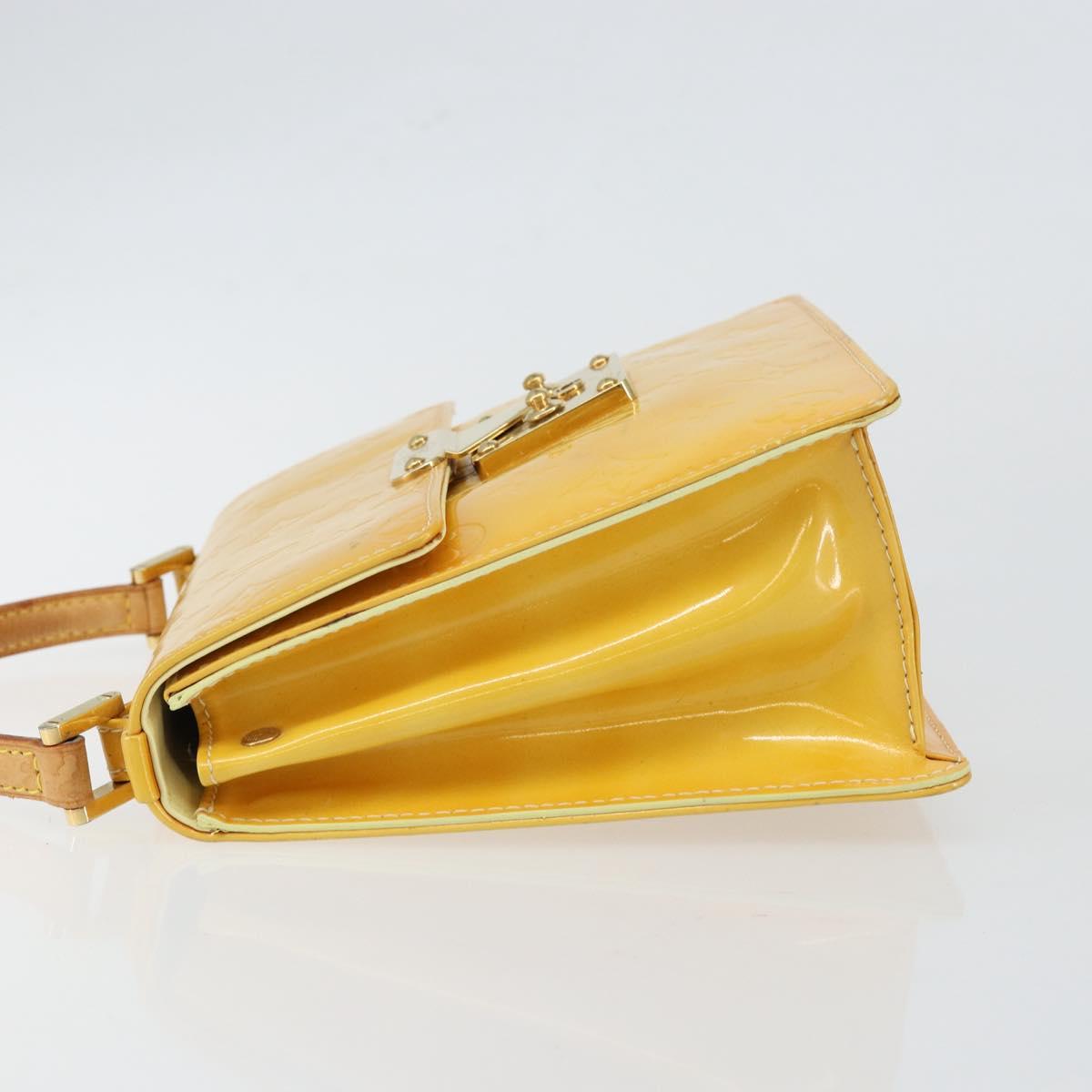 LOUIS VUITTON Monogram Vernis Spring Street Bag Lime Yellow M91068 Auth 146698