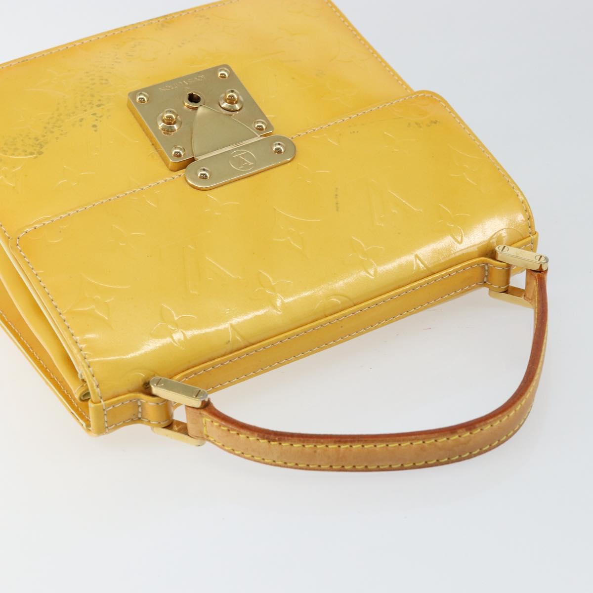 LOUIS VUITTON Monogram Vernis Spring Street Bag Lime Yellow M91068 Auth 146698