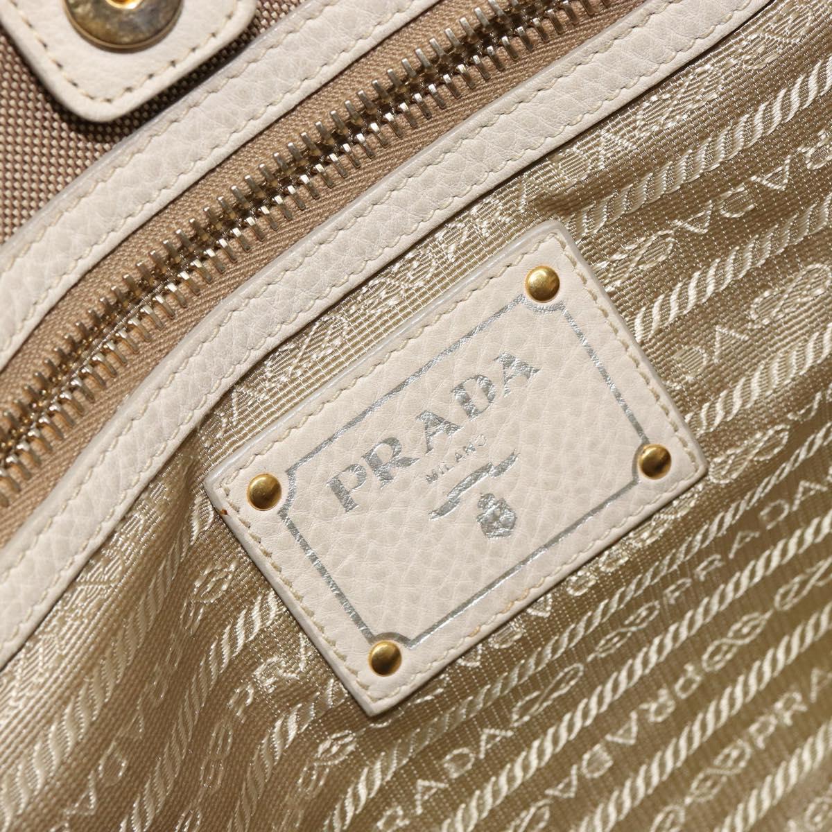 PRADA Hand Bag Canvas Beige Gold Auth 146705