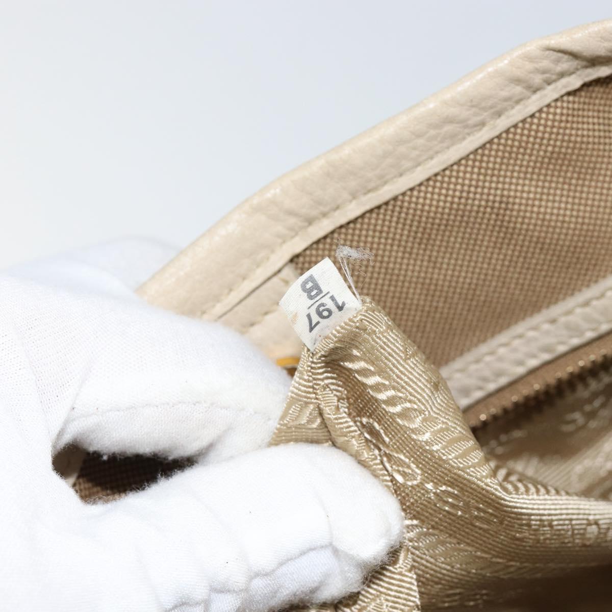 PRADA Hand Bag Canvas Beige Gold Auth 146705