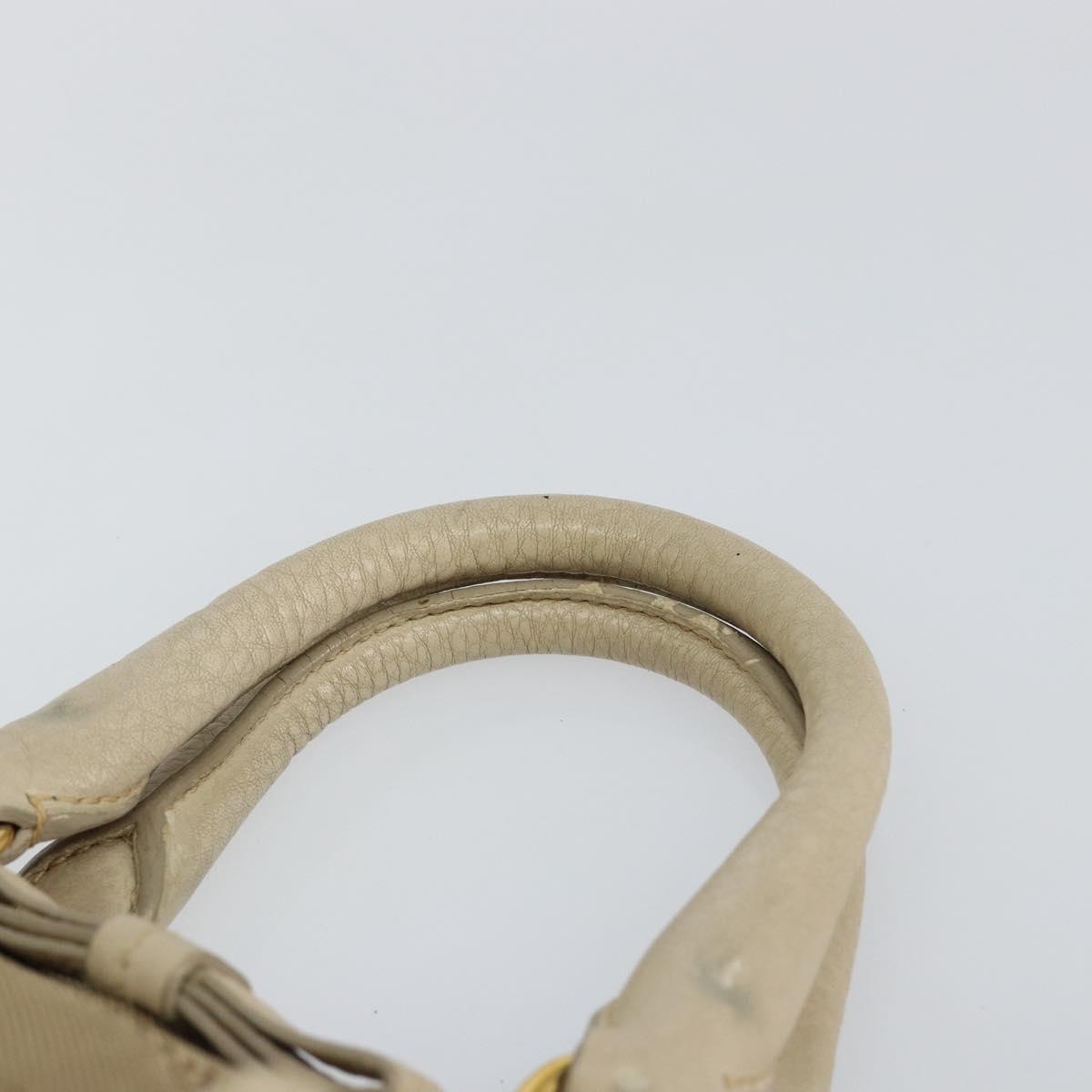 PRADA Hand Bag Canvas Beige Gold Auth 146705