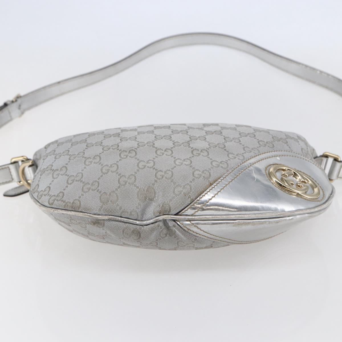 GUCCI GG Canvas Newbrit Shoulder Bag Silver Gold 169998 Auth 146706