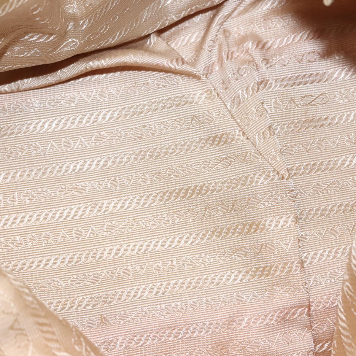 PRADA Chain Hand Bag Nylon Beige Gold Auth 146709