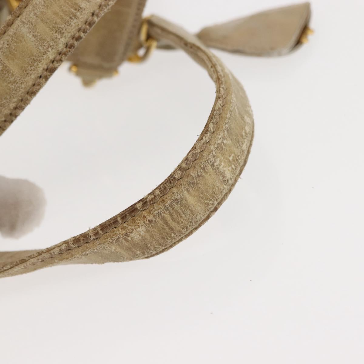 PRADA Chain Hand Bag Nylon Beige Gold Auth 146709