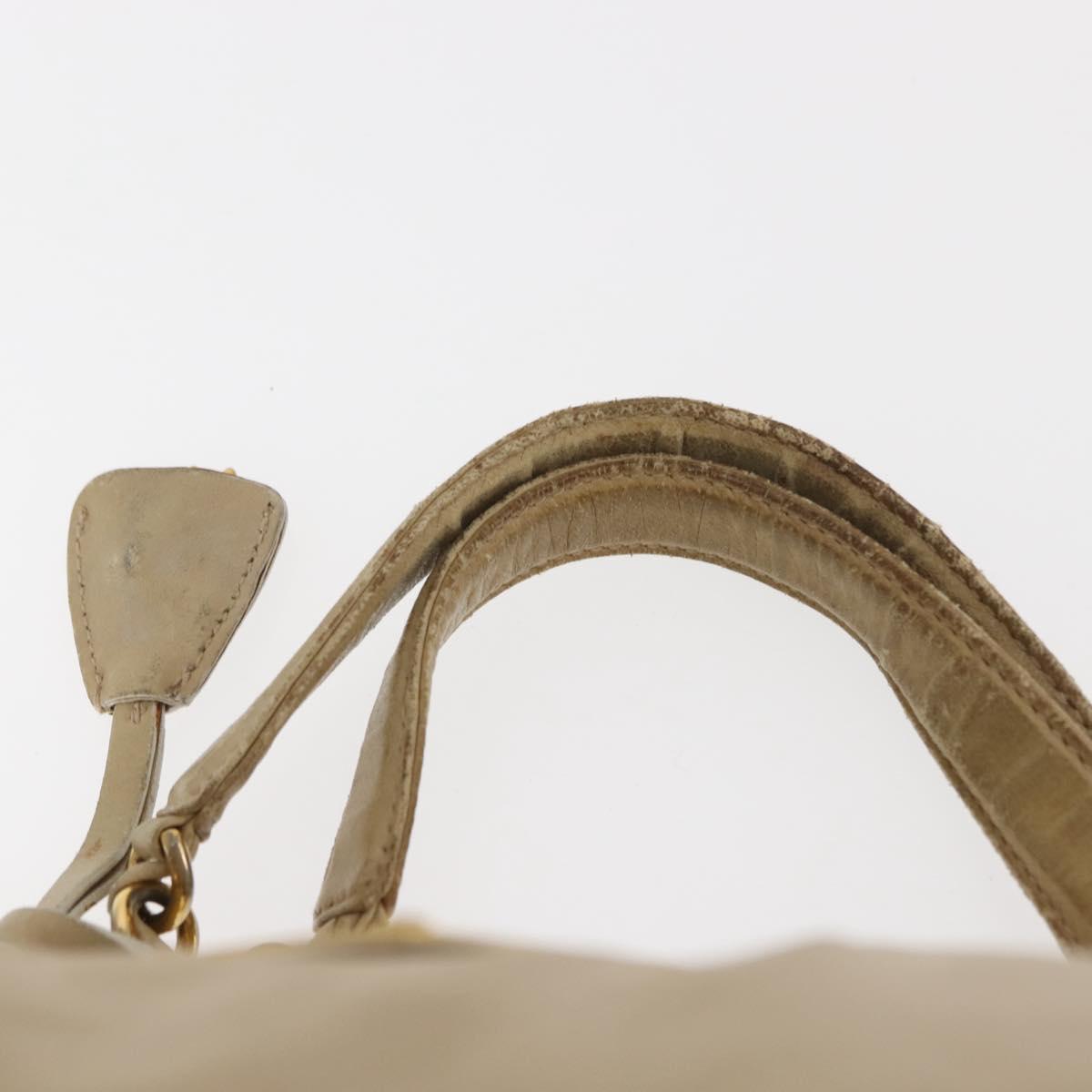 PRADA Chain Hand Bag Nylon Beige Gold Auth 146709