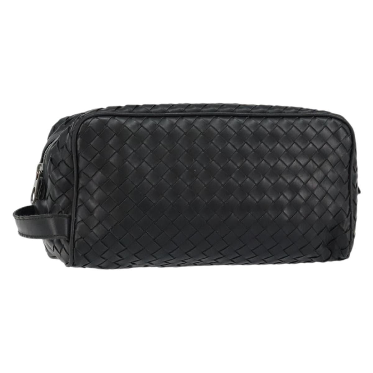 BOTTEGA VENETA INTRECCIATO Clutch Bag Leather Black 174361 Auth 146710