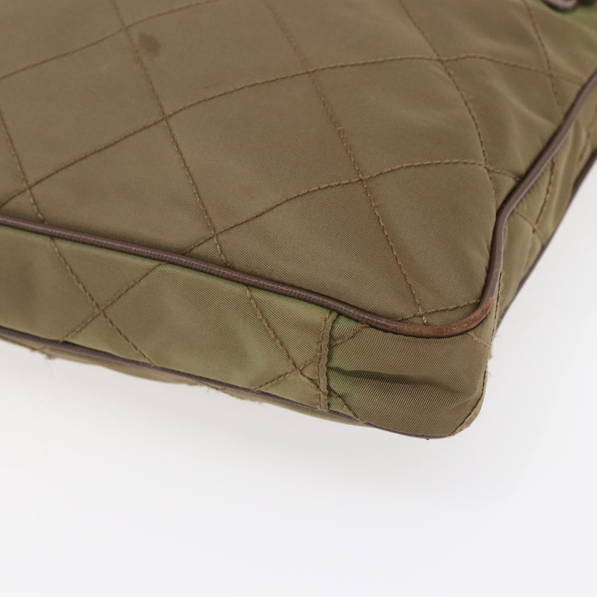 PRADA Shoulder Bag Nylon Khaki Silver Auth 146713
