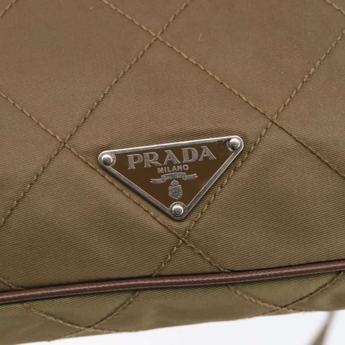 PRADA Shoulder Bag Nylon Khaki Silver Auth 146713