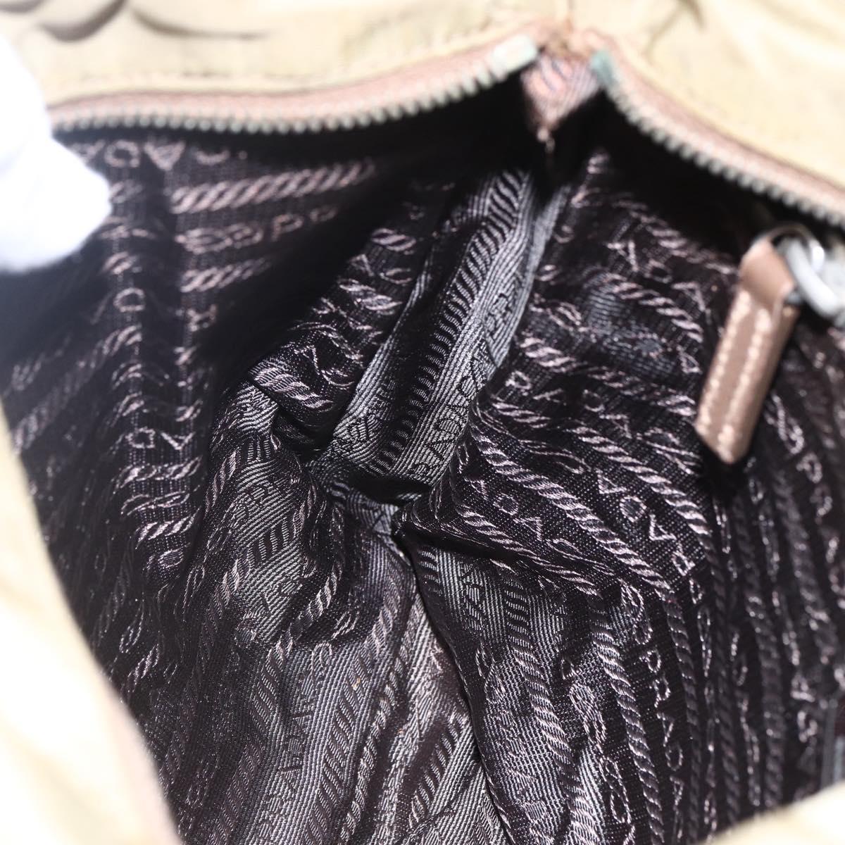 PRADA Shoulder Bag Nylon Khaki Silver Auth 146713