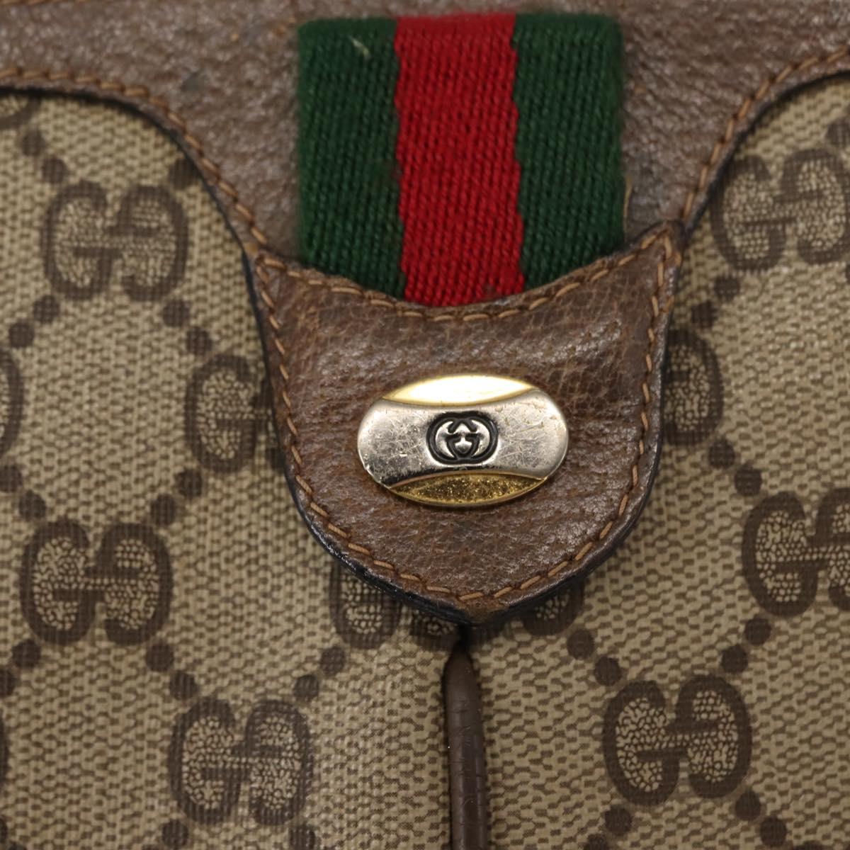 GUCCI GG Supreme Web Sherry Line Bag PVC Beige Gold 904 02 047 Auth 146714