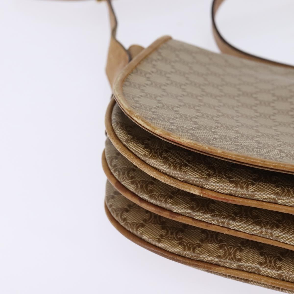 CELINE Macadam Canvas Shoulder Bag PVC Beige Gold Auth 146716