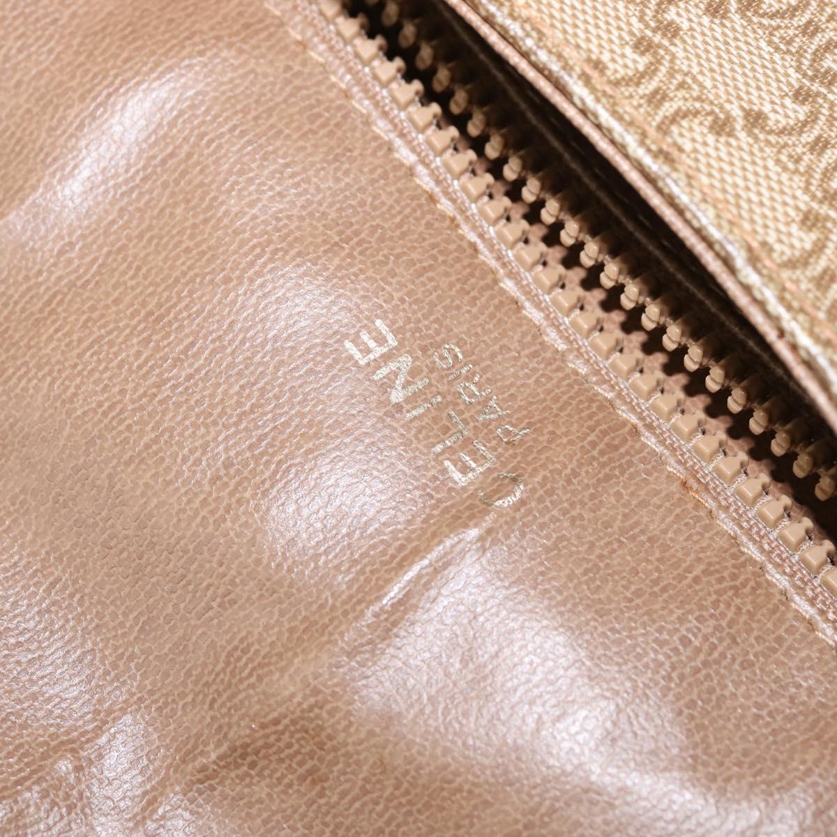 CELINE Macadam Canvas Shoulder Bag PVC Beige Gold Auth 146716