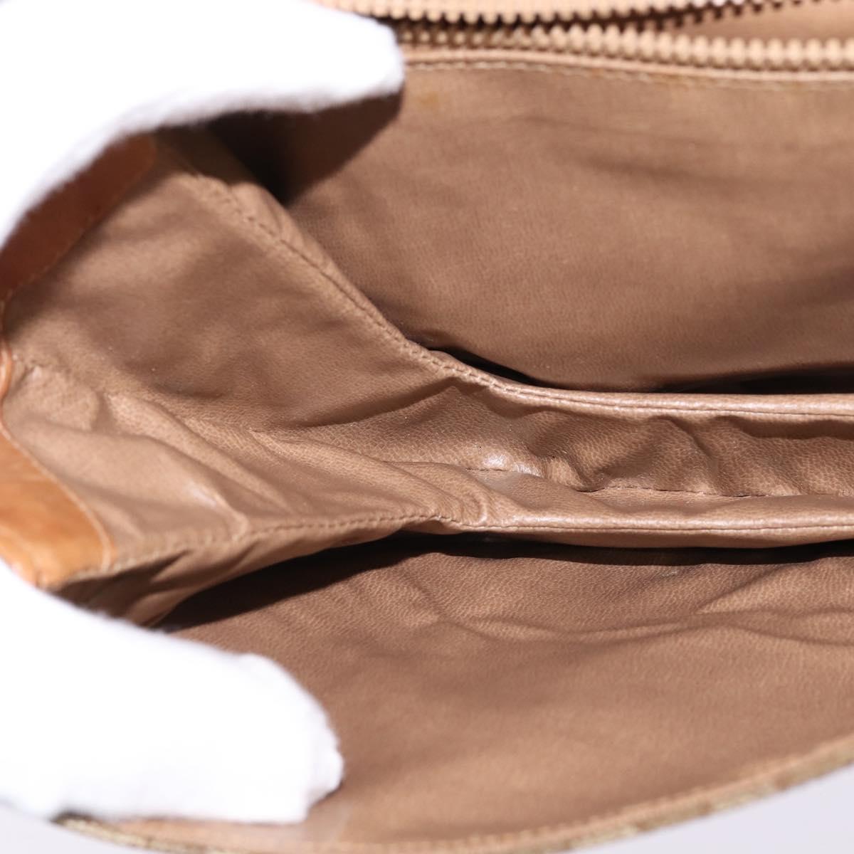 CELINE Macadam Canvas Shoulder Bag PVC Beige Gold Auth 146716