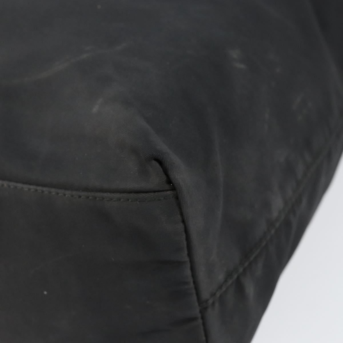 PRADA Tote Bag Nylon Black Silver Auth 146718