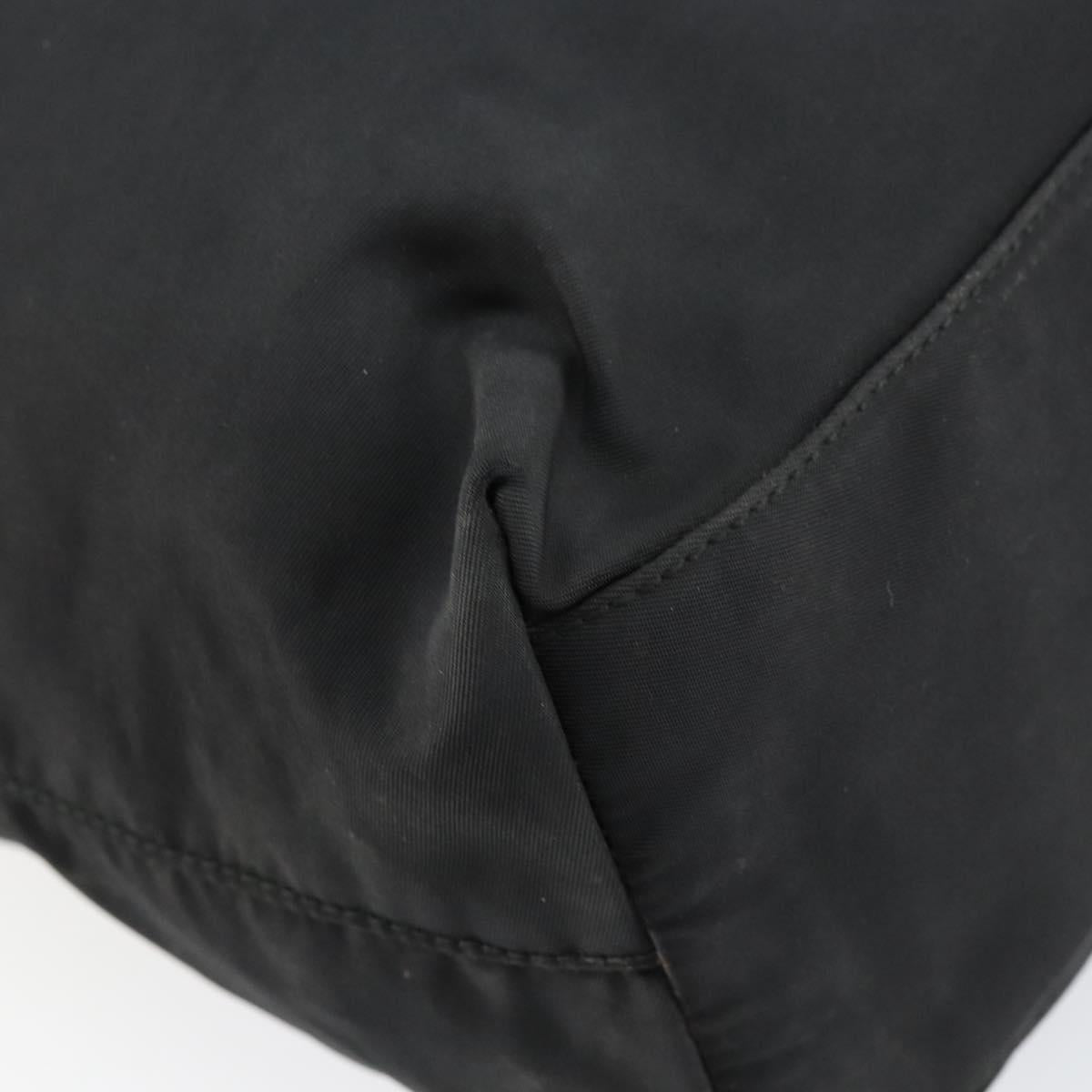 PRADA Tote Bag Nylon Black Silver Auth 146718