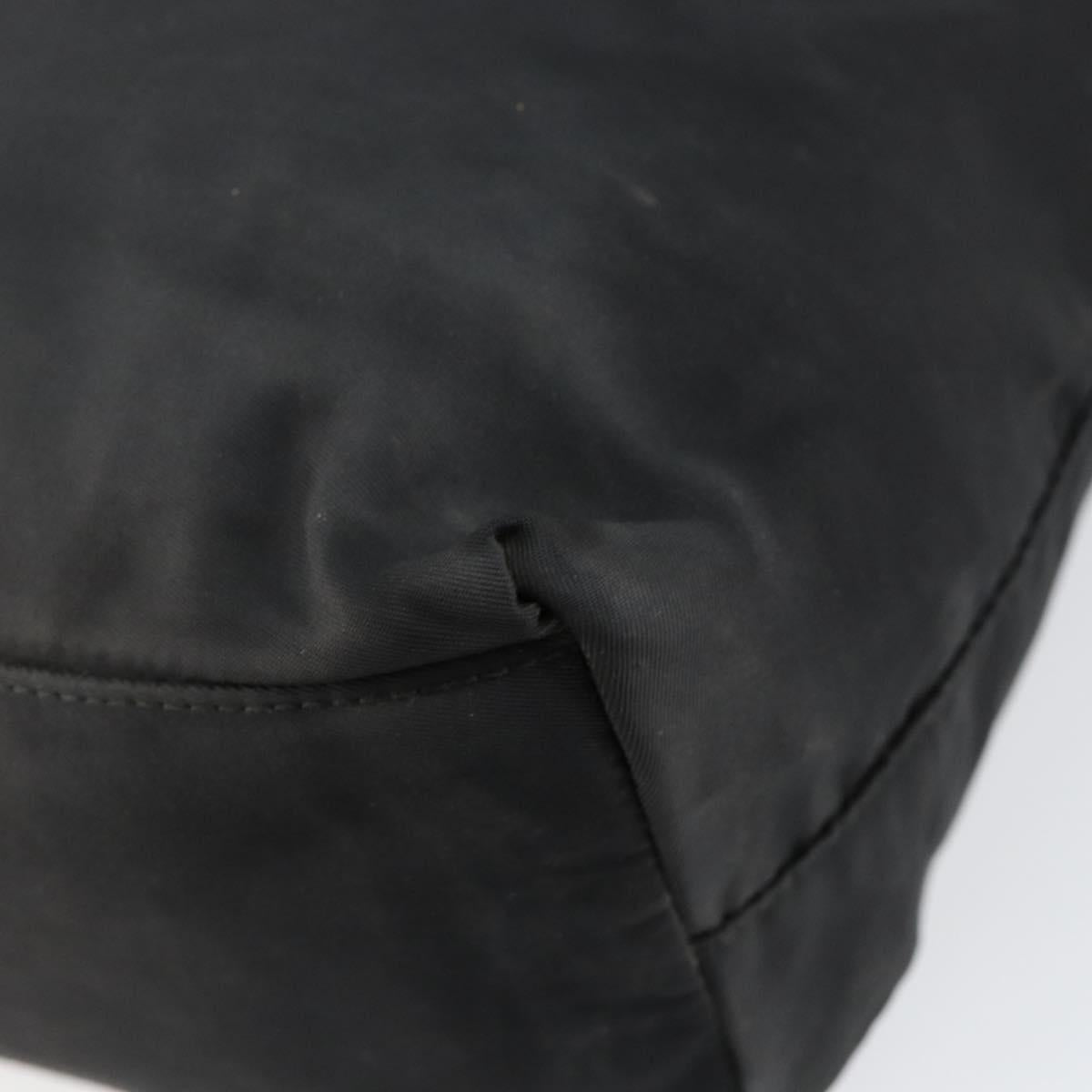 PRADA Tote Bag Nylon Black Silver Auth 146718