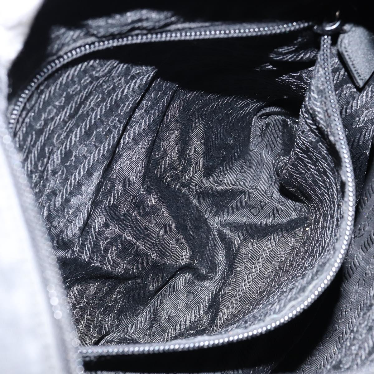 PRADA Tote Bag Nylon Black Silver Auth 146718