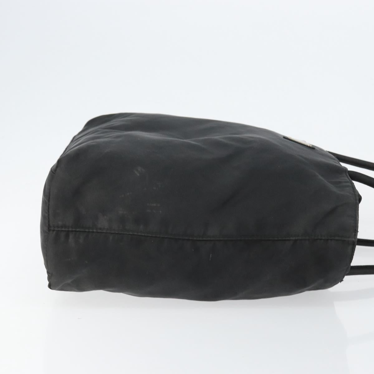 PRADA Tote Bag Nylon Black Silver Auth 146718