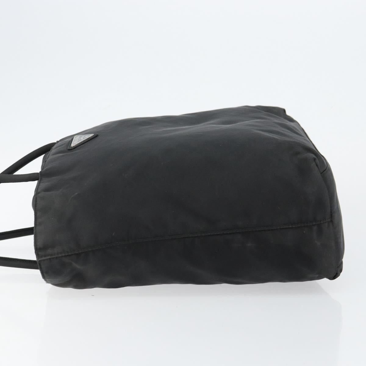 PRADA Tote Bag Nylon Black Silver Auth 146718