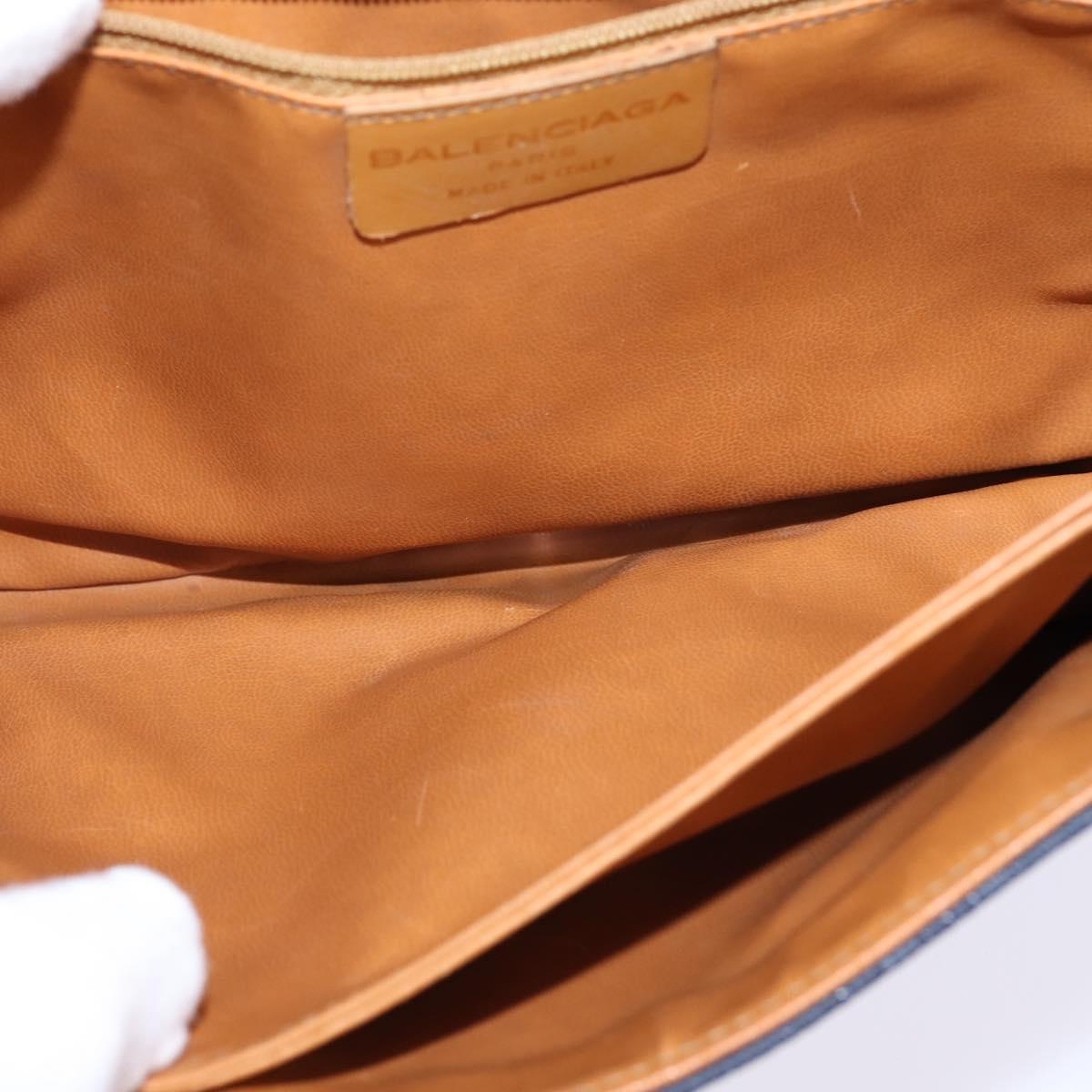 BALENCIAGA Shoulder Bag PVC Navy Gold Auth 146719