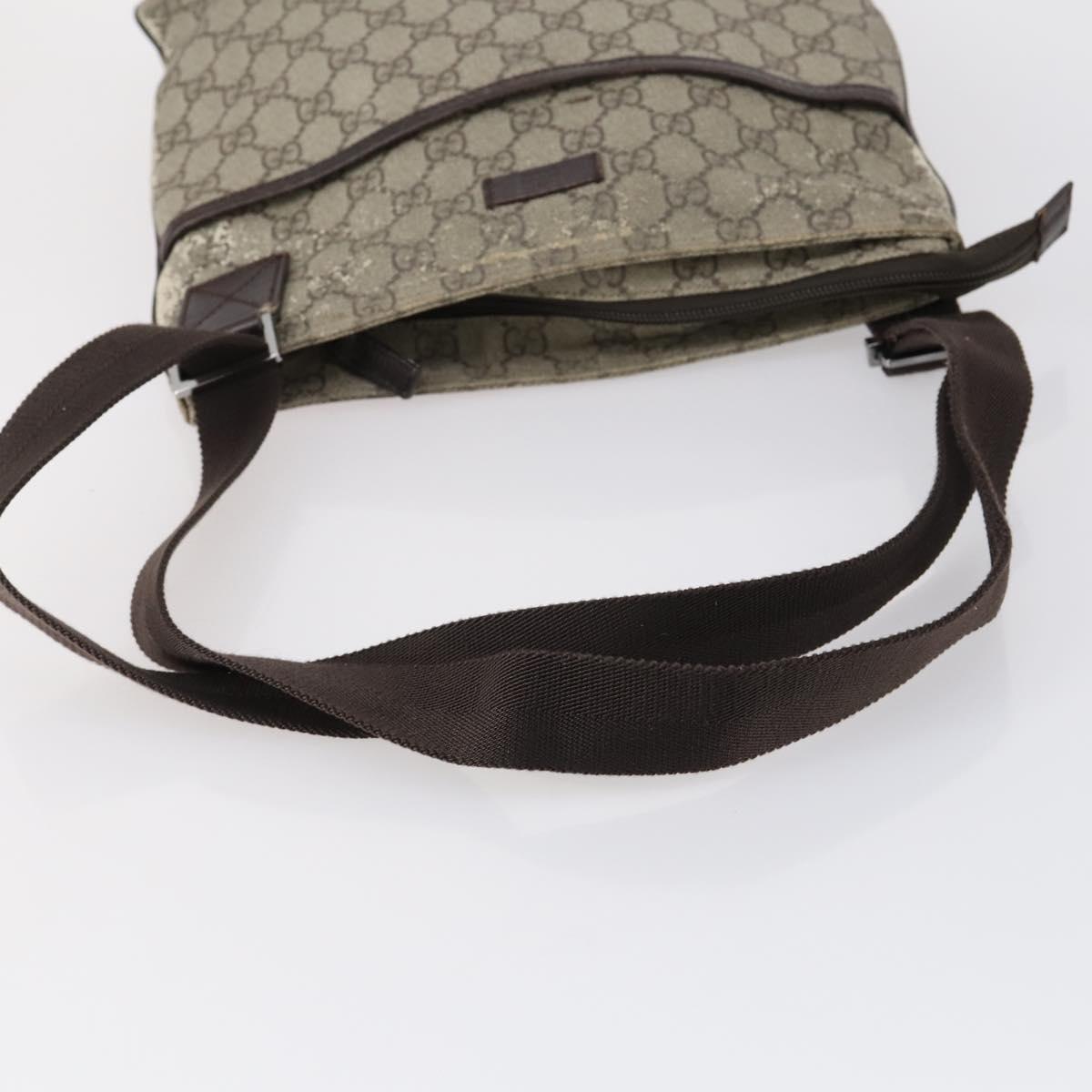 GUCCI GG Supreme Shoulder Bag PVC Beige Silver 141626 Auth 146723