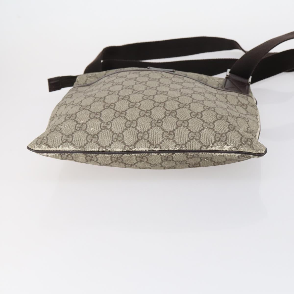 GUCCI GG Supreme Shoulder Bag PVC Beige Silver 141626 Auth 146723