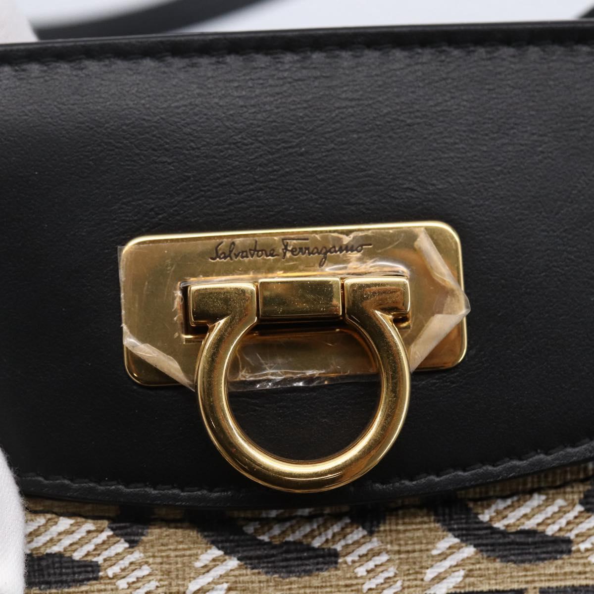 Salvatore Ferragamo Gancini Tote Bag PVC Leather Beige Auth 146724V