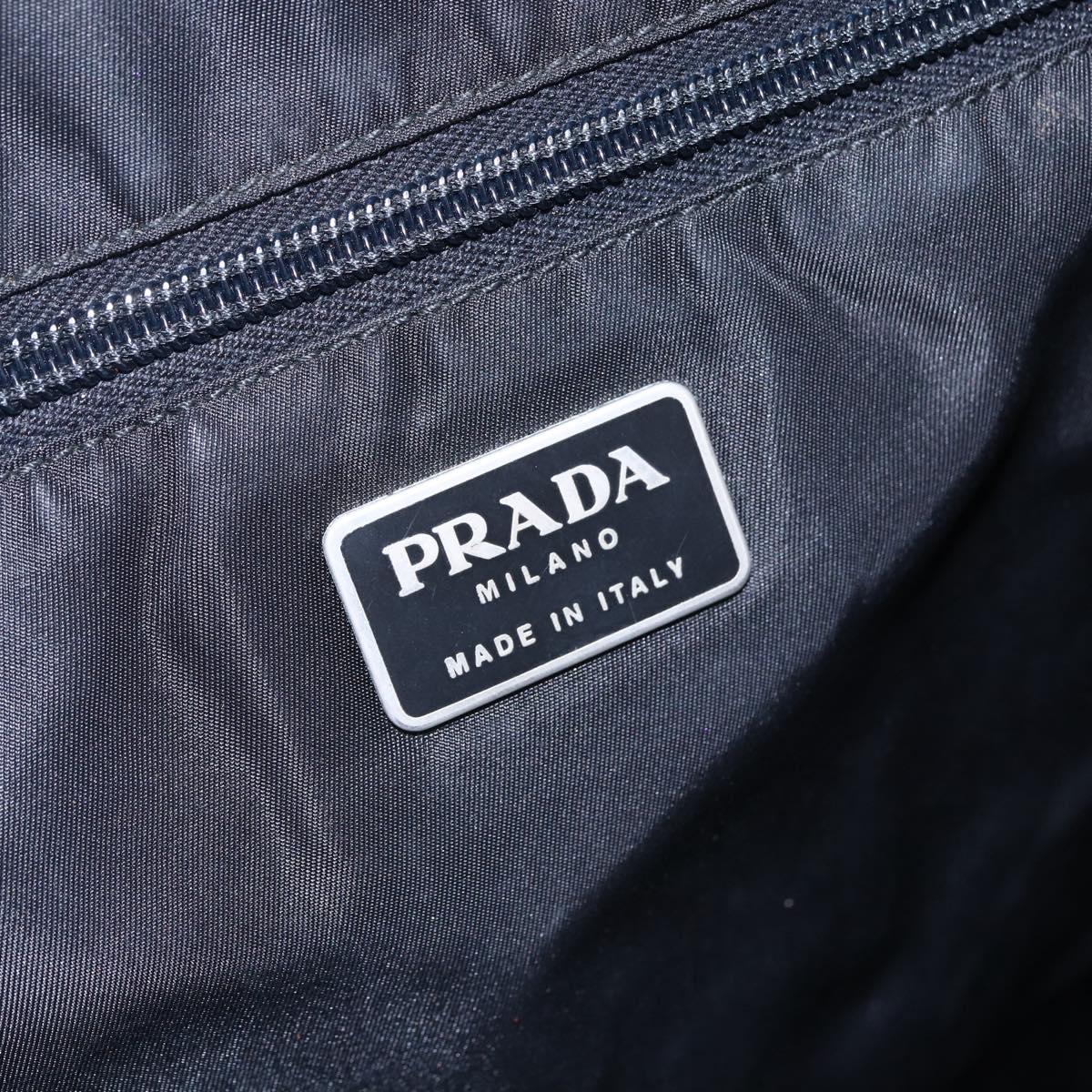 PRADA Hand Bag Nylon plastic Black Silver Auth 146727