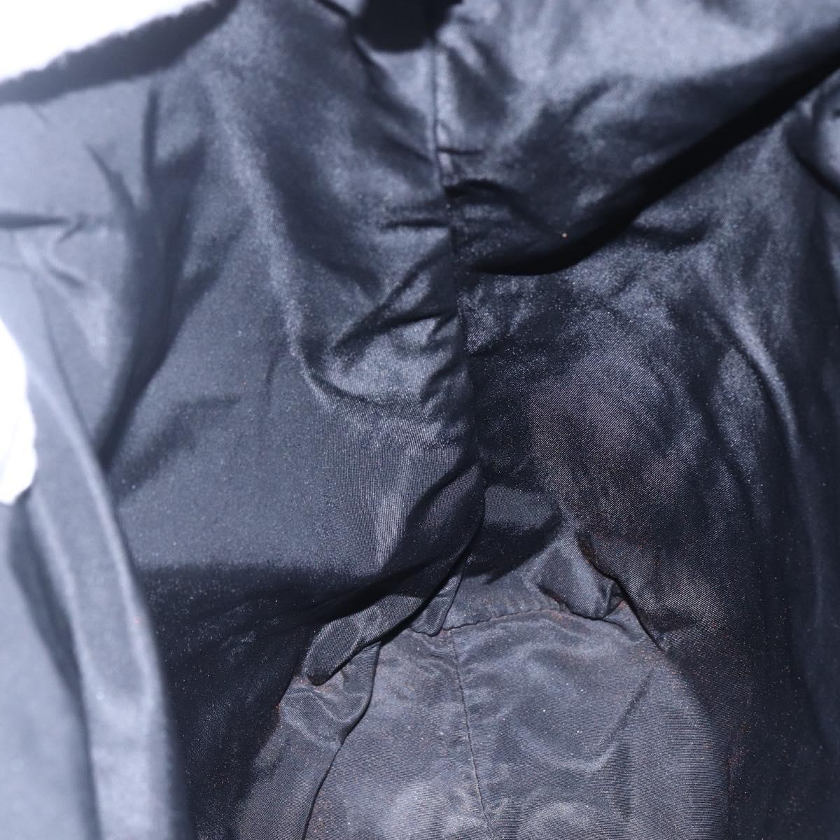 PRADA Hand Bag Nylon plastic Black Silver Auth 146727