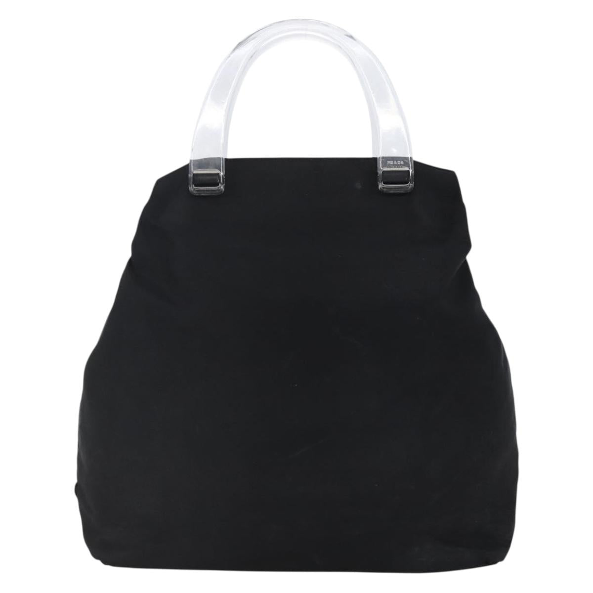 PRADA Hand Bag Nylon plastic Black Silver Auth 146727