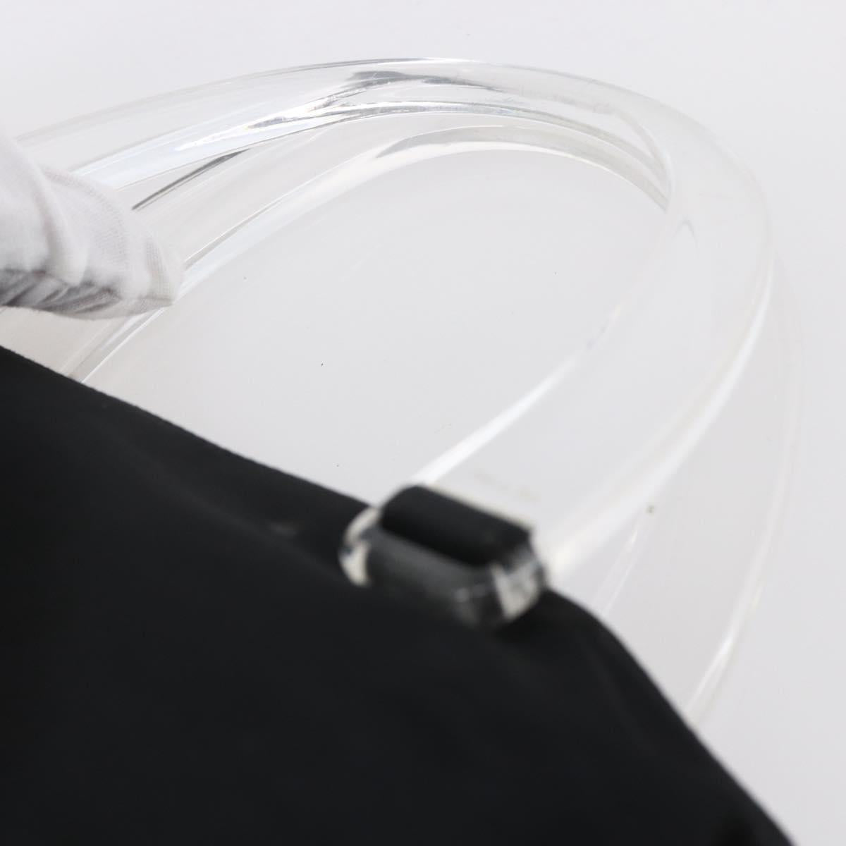 PRADA Hand Bag Nylon plastic Black Silver Auth 146727