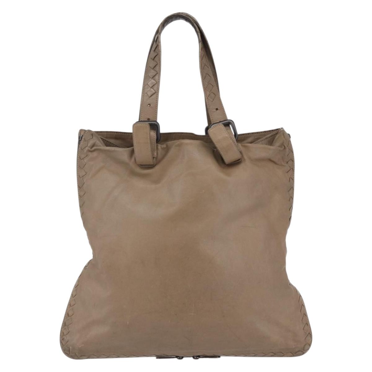 BOTTEGA VENETA INTRECCIATO Tote Bag Leather Beige Auth 146728