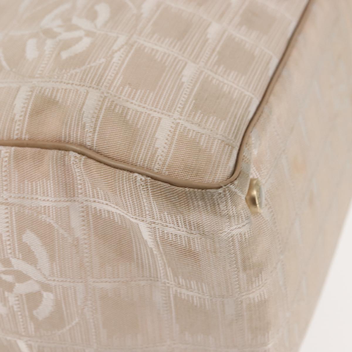 CHANEL New Travel Line Tote Bag Nylon Beige gold CC Auth 146730