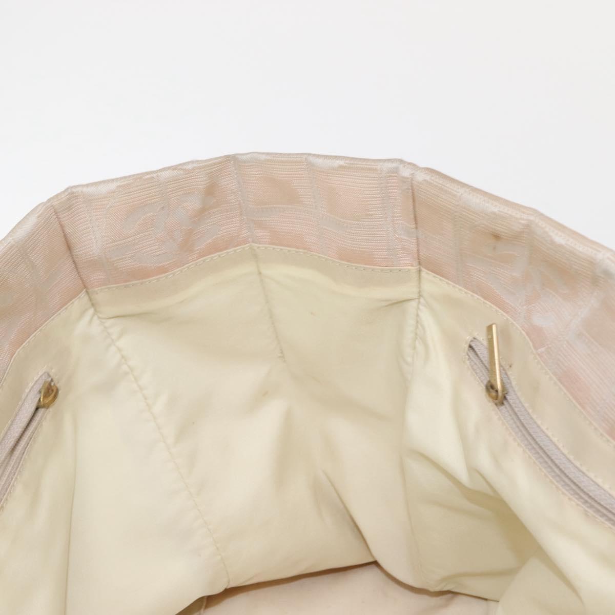 CHANEL New Travel Line Tote Bag Nylon Beige gold CC Auth 146730