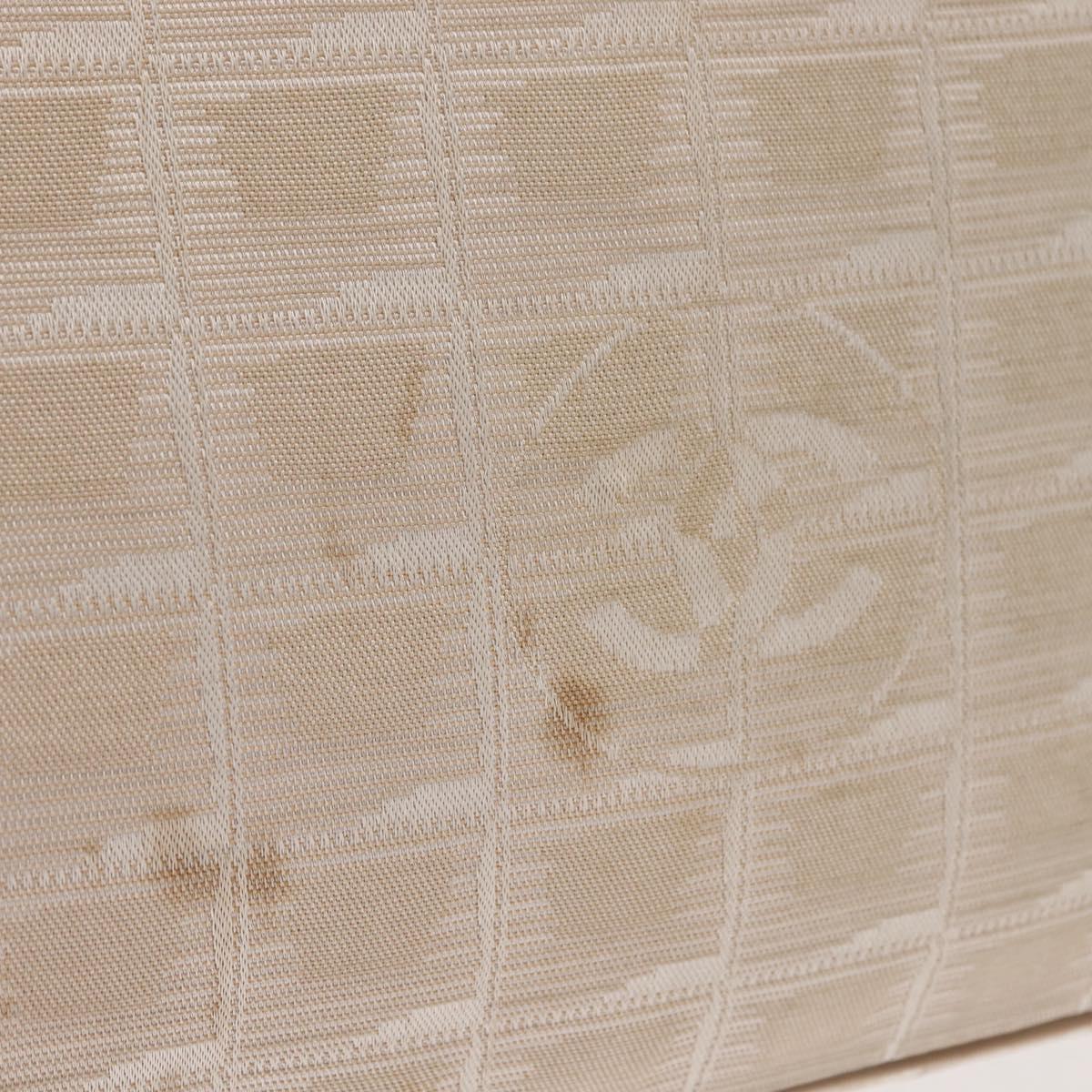 CHANEL New Travel Line Tote Bag Nylon Beige gold CC Auth 146730