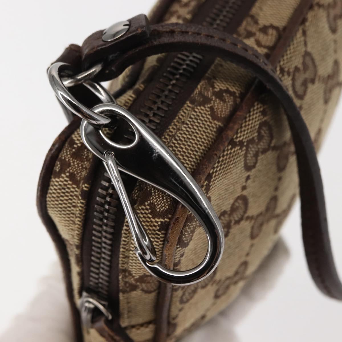 GUCCI GG Canvas Shoulder Bag Beige Silver 120975 Auth 146735