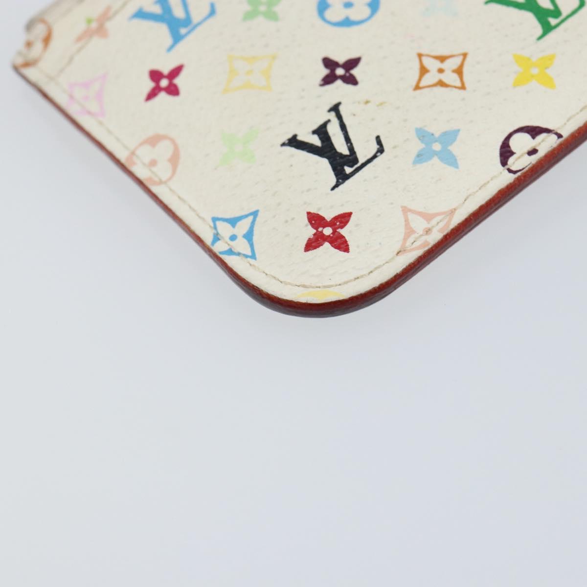 LOUIS VUITTON Multicolor Pochette ClesNM Coin Purse White M93734 LV Auth 146748